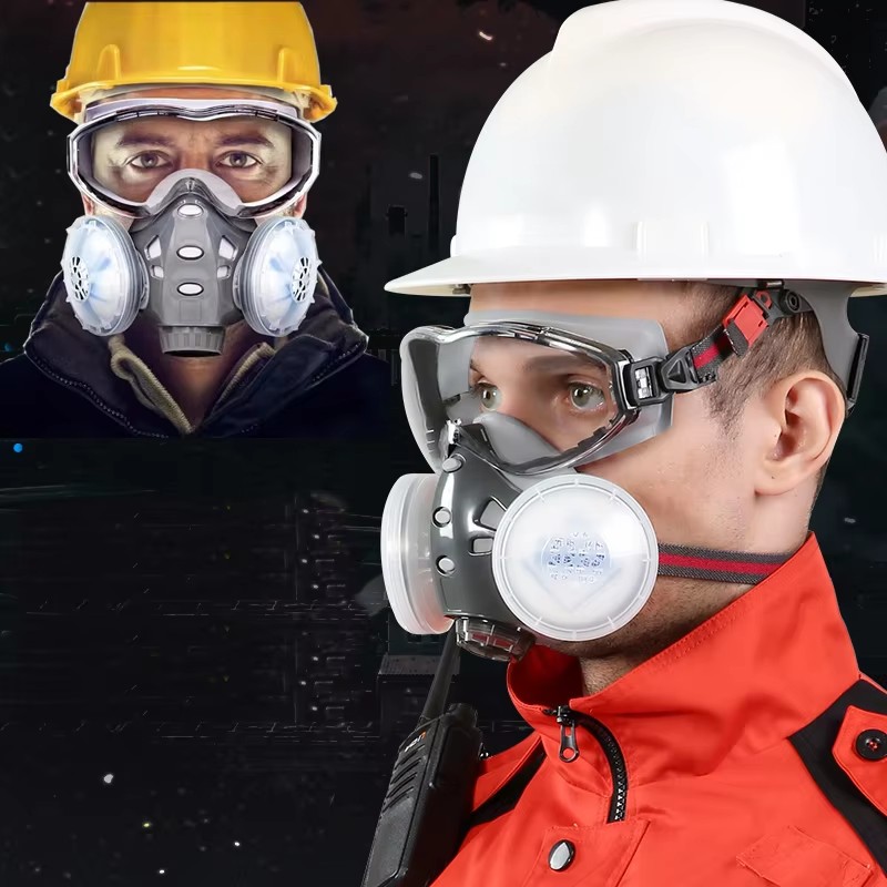Woodworking Respirator - Respiratore con occhiali di sicurezza antiappannamento